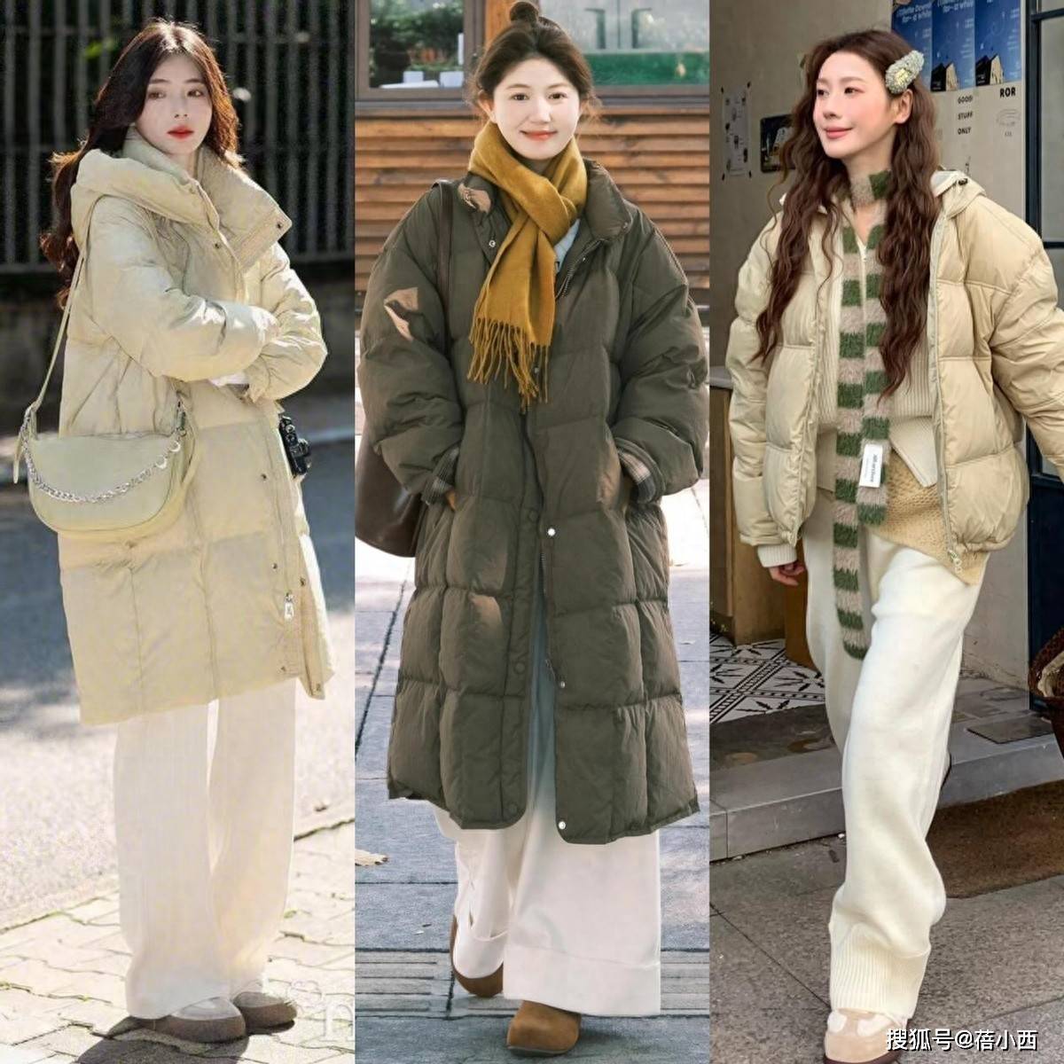 今年冬天突然流行起“羽绒服+白裤子”，适合40+女生穿搭，太高级
