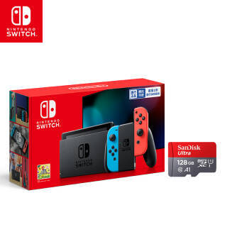 任天堂 Nintendo Switch 国行续航增强版红蓝主机 & 128G闪迪存储卡