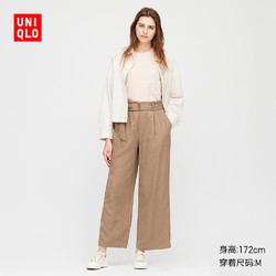 UNIQLO 优衣库 424932 女士麻混纺宽腿裤