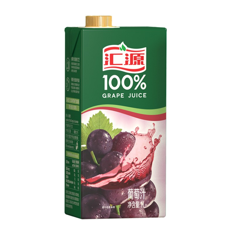 【中秋礼盒】汇源果汁 葡萄汁果汁饮料 100%葡萄汁1L*5盒  饮料整箱