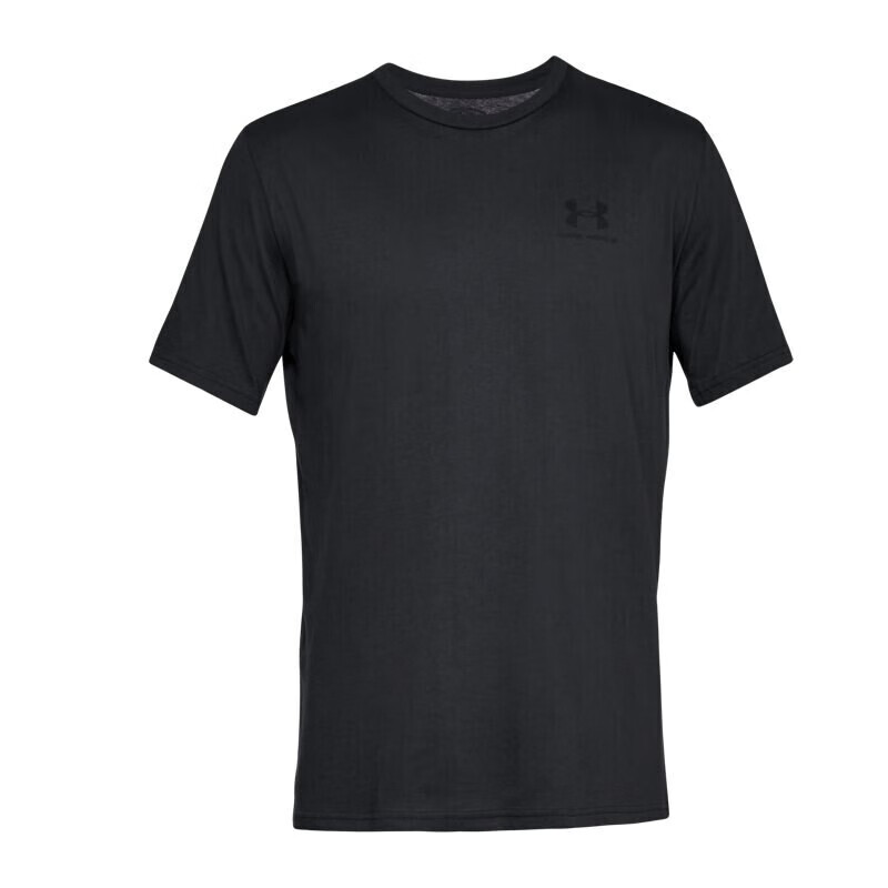 安德玛官方UA Sportstyle男女训练运动短袖T恤1326799 黑色001 男码S/女码XS-M