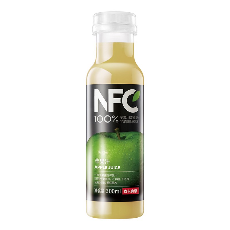 农夫山泉 NFC果汁（冷藏型）100%鲜榨苹果汁 300ml*4瓶