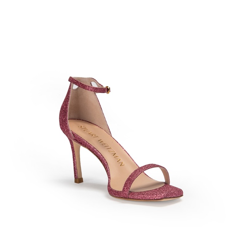 斯图尔特·韦茨曼（Stuart Weitzman） 女士AMELINA 75系列电光粉色亮片凉鞋 WE0905216C-PIN 380