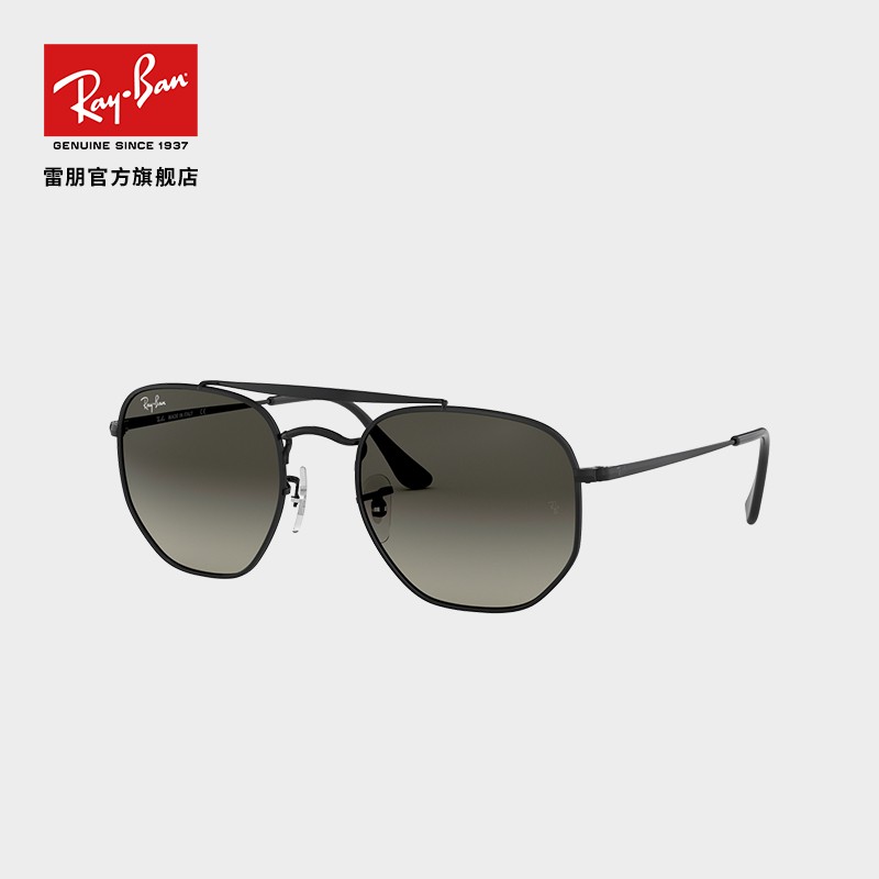 【RayBan】雷朋新款太阳镜男女款时尚气质不规则形墨镜0RB3648 002/B1黑色镜框深灰色镜片尺寸54 尺寸54