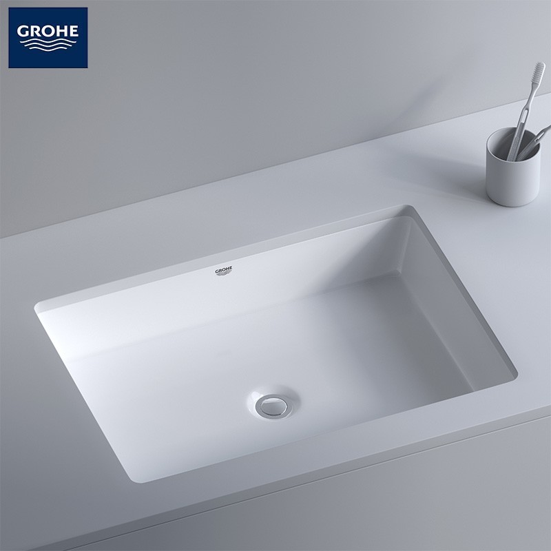 高仪/GROHE 进口陶瓷台下盆 方形台盆有溢水口3970900H