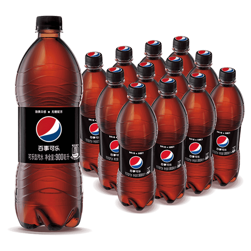 百事可乐 无糖 Pepsi 碳酸饮料 汽水可乐 大瓶装 900ml*12瓶 饮料整箱 （新老包装随机发货） 百事出品