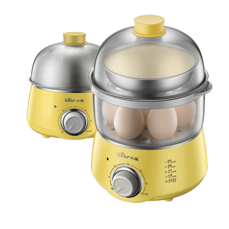 小熊（Bear)煮蛋器 家用双层不锈钢蒸蛋器 可定时高温断电保护蒸锅 ZDQ-A14X2