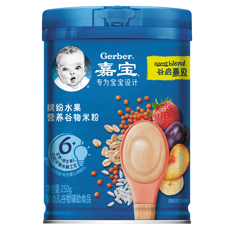 嘉宝（GERBER）婴儿宝宝婴幼儿儿童营养辅食米粉 米糊 含铁 高铁 【6月+】缤纷水果250g