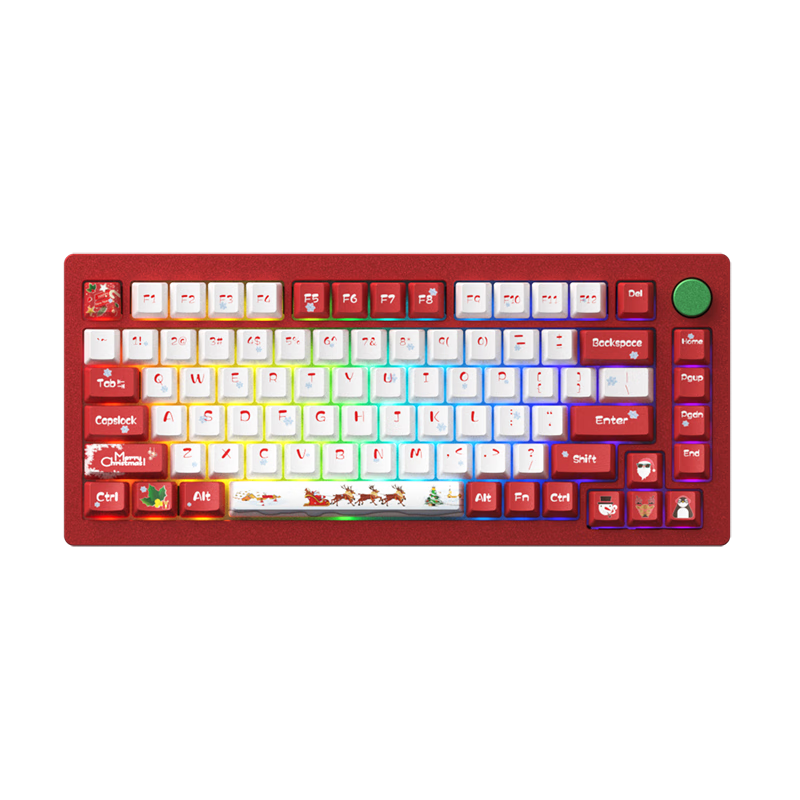 魔极客（MOJIKE）M1 红色圣诞版机械键盘Gasket结构铝坨坨RGB背光CNC切割客制化键盘 红色（圣诞版）-白轴