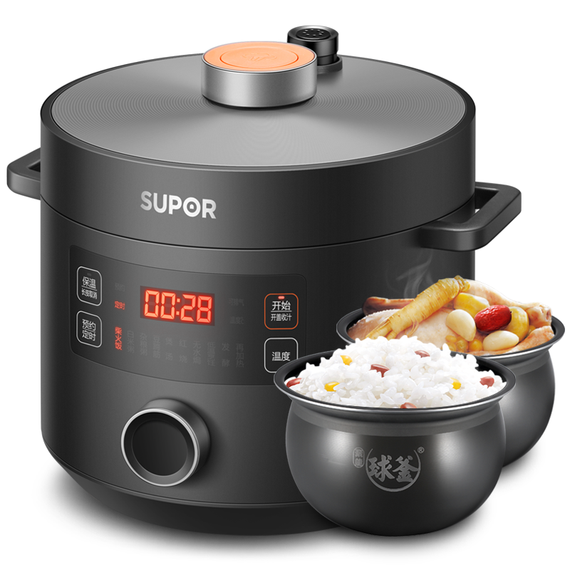 苏泊尔（SUPOR）智能电压力锅5L 球釜双胆 极光旋钮 低温烹饪 一键发酵 开盖收汁 SY-50YC8159Q 家用高压锅