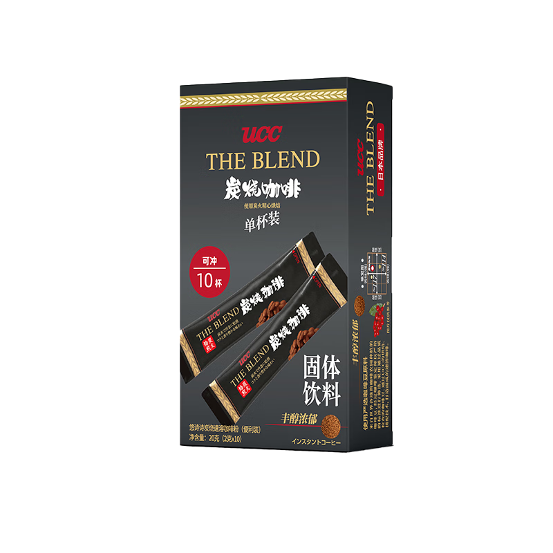 悠诗诗（UCC）速溶咖啡粉（烟熏炭烧）单杯装20g（2g*10条）可冲10杯