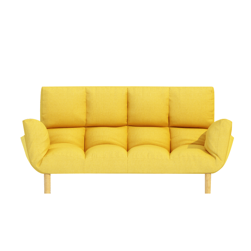古雷诺斯 懒人沙发简易可折叠小户型沙发床网红款卧室阳台小沙发 N645-01-柠檬黄（抱枕两个）