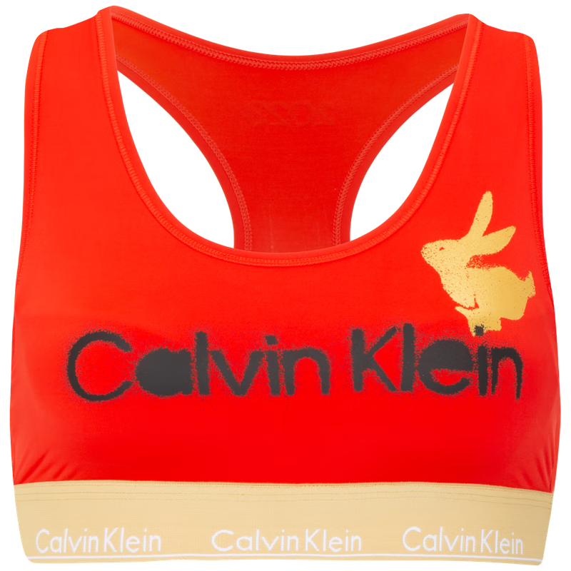 Calvin Klein【兔年限定】CK内衣女士新年红本命年薄垫印花无钢圈文胸QF7308AD 3RB-红色 M