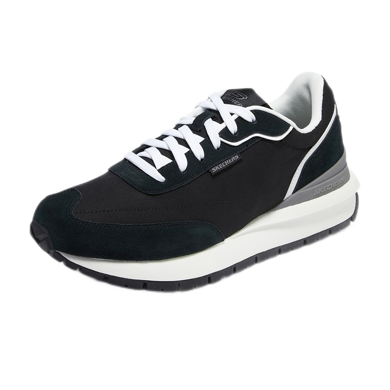 Skechers斯凯奇男士时尚休闲鞋纯色简约透气跑步鞋894063 黑色 42.5