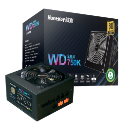 航嘉（Huntkey）WD750K全模组 金牌750W电脑电源（80PLUS金牌/单路60A/全电压/LLC+DC-DC/主动PFC）