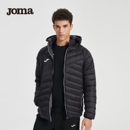 JOMA 荷马运动棉服外套男秋冬季防风保暖棉夹克连帽开衫外套上衣 黑 XXL