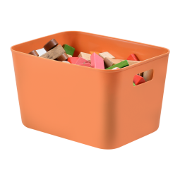 百露桌面收纳盒零食储物筐塑料化妆品家用收纳箱宿舍厨房整理盒 暮色橙中号