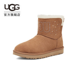 UGG 2022冬季新款女士靴子经典镶钻款休闲迷你短靴雪地靴 1125911 CHE | 栗色 36