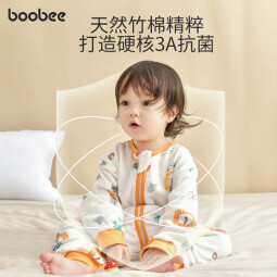 布比（BooBee）婴儿睡袋儿童春秋竹棉四层纱布宝宝防踢被神器分腿睡袋 奇幻星辰-双层竹棉短袖(28-35℃) XS码(身高55-70cm)3-12个月宝宝