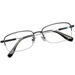 裴漾近视眼镜框男商务半框眼睛镜架配有带度数电脑防蓝光眼镜 黑色 配1.60超薄非球面镜片(度数留言)