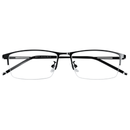 镜帅（Gimshy）纯钛近视眼镜男款半框眼镜框商务可配防蓝光防辐射眼镜架990070 黑色 配1.67万新MR-7防蓝光0-800度