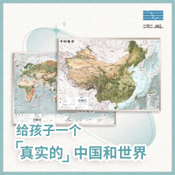 【2023新版】共2张中国和世界地形图 3d立体凹凸地图挂图 36*25.5cm遥感卫星影像图三维浮雕地理地势地貌 初高中学生教学家用墙贴