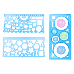 递乐 多功能软尺子数学几何图形画圆量角器波浪直尺平行尺学生创意绘图工具文具3件套 2697