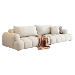 雅居轩意式奶油风布艺沙发客厅大小户型豆腐块泡芙云朵科技布直排沙发 【棉花糖坐感】1.8米 双人位 高密棉麻 天然乳胶+高弹海绵