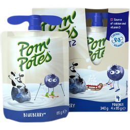 法优乐(POM'POTES)法国原装进口儿童酸奶宝宝零食蓝莓口味85g*4袋