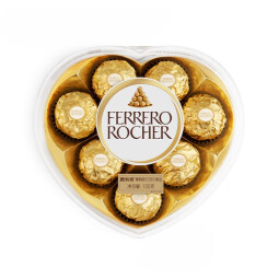 费列罗（Ferrero Rocher）榛果糖果牛奶巧克力8粒心形礼盒装休闲零食婚庆喜糖伴手礼物