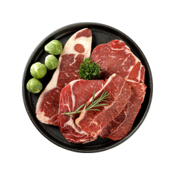 恒都 国产谷饲原切牛排套餐1.2kg（西冷4片 眼肉4片）冷冻 谷饲牛肉 