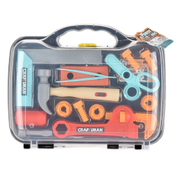 KIDNOAM 儿童工具箱玩具套装男孩过家家维修螺丝刀锯子仿真工具手提箱玩具 工具箱套装（锤子、锯子款式随机）