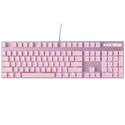 雷柏（Rapoo） V500PRO粉色版 机械键盘 有线键盘 游戏键盘 104键单光键盘 吃鸡键盘 女生键盘 红轴