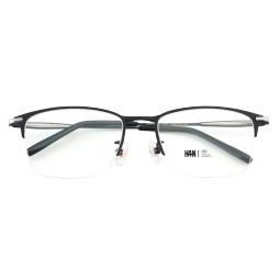 汉（Han Dynasty）纯钛超轻近视眼镜框男款防辐射光学镜架 49370 黑色 配1.60防蓝光镜片200-600度