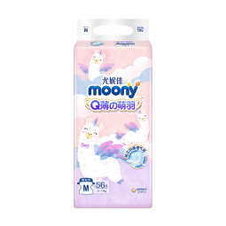 MOONY 尤妮佳小羊驼纸尿裤Q薄萌羽 柔软透气轻芯超薄M56片(6-11kg)