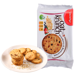 马奇新新马来西亚进口燕麦饼干进口零食休闲粗粮代餐草莓味208g独立小包装