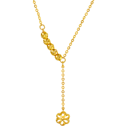 周六福5G工艺足金花韵黄金项链吊坠女 计价AW065014 约3.9g 40+2.5cm 