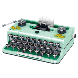 哲高 积木拼装复古打字机咖啡机电话留声机摆件拼插玩具男生生日礼物 现代打字机-820颗粒-01025