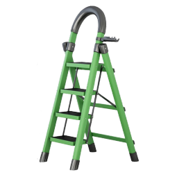 神气椅（SHEN QI YI）家用梯子多功能折叠梯安全步梯轻便人字楼梯便携两用室内爬高梯子 加厚碳钢绿色四步梯