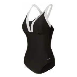 速比涛（Speedo）绮遇系列深海设计连体泳衣抗氯修身海岛度假性感连体显瘦泳衣女 黑/白色 36