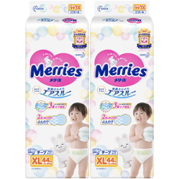 花王（Merries）妙而舒婴儿纸尿裤日本原装进口宝宝尿不湿 2包XL44片(12-20kg)