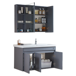 ARROW箭牌浴室柜陶瓷一体盆悬挂式卫生间洗手盆柜组合洗脸盆洗漱台 100-雪松灰-不含配件