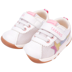 泰兰尼斯童鞋夏季宝宝鞋子绿尾网布透气运动鞋婴儿步前鞋 白粉 16码(鞋内长11.5cm适合脚长10.5