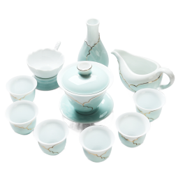 苏氏陶瓷（SUSHI CERAMICS） 茶具套装 忆荷陶瓷功夫茶具手绘描金茶杯茶壶带礼盒装