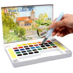樱花(SAKURA)固体水彩颜料36色套装便携透明水彩 写生学生绘画用品礼物礼盒