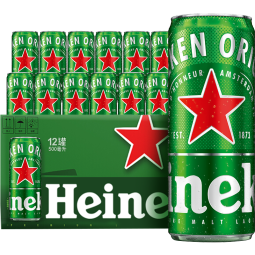 喜力（Heineken）啤酒 经典罐装 整箱装麦芽啤酒 全麦酿造 原麦汁浓度≥11.4°P 500mL 12罐