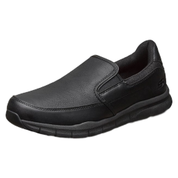 斯凯奇（Skechers）男鞋夏季新款休闲皮鞋软底防滑乐福鞋百搭一脚蹬懒人鞋77157 黑色/BLK 41.5