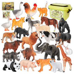 纽奇（Nukied）儿童男孩玩具仿真动物模型农场庄园长颈鹿野生动物园玩具儿童礼物 动物模型12件(礼盒装+赠图册1)