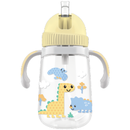 乐扣乐扣（LOCK&LOCK）儿童吸管水杯带手柄背带宝宝学饮杯婴儿水壶卡通小恐龙350ML黄色