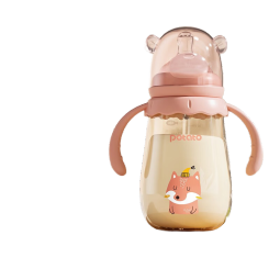 小土豆（potato） 萌熊ppsu奶瓶宽口径宝宝防胀气耐摔新生婴儿吸管奶瓶一岁以上 妃桃粉300ml